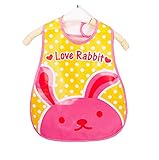 出産祝い　ベビー　赤ちゃん　食事用スタイ　ビブ　よだれかけ　エプロン　前垂れ　防水　防汚　洗いやすい　快適　可愛い　おしゃれ　1-3歳（ラブのウサギ）