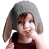 HKH キッズ ニット 帽 うさ耳 ニット帽 赤ちゃん ベビー 帽子 防寒 子供 衣装 (ダークグレー)