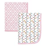 Hudson Baby 2 Piece Interlock Cotton Swaddle Blanket, Pink Budding Branches by Hudson Baby