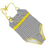 Zhhlinyuan Girls Stripe 水着 Swimwear Swimming Costume -Yellow