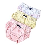 JIEYA ベビーギルズアンダーウェア幼児用コットンボウノットブリーフパンティーズ、2〜3パック (130(3～4歳), white&pink&yellow)