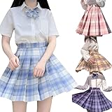 Oiwenjuanh レディース スカート セーラー服 ミニスカート 女子高生 可愛い プリーツスカート ふわり 無地 柔らかい生地 ゆった