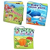 Agooding Nontoxic Soft Cloth Baby Books Set of 3-Bright Color Pictures for Boys or Girls-visual Lear