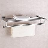 KES Stainless Steel Bath Towel Rack Bathroom Shelf with Double Towel Bar 60 CM Storage Organizer Con