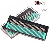 SNHUATONG　90pcs 3mm ロータリーバー シャンクダイヤモンドバービットロータリードリルビット切削研磨研削彫刻ドレメDIYツールセット