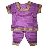 Diwaliベビー女の子Indian Infant Outfit – 100 %シルク – 0 – 12ヶ月 US サイズ: S カラー: パープル
