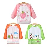 HBLIFE 3枚セット 食事用エプロン スタイ 防水ビブ ポケット付き かわいいデザイン ベビー 赤ちゃん 男の子 女の子 対象年齢0.5～4歳 離乳食 保育園用 お食事エプロン よだれかけ