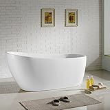 maykke Covina 67インチモダンオーバルライトアクリル浴槽浴室に簡単にインストール自立ホワイトソーカーTubs、xda1432001