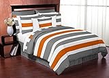 [スウィートジョジョデザイン]Sweet Jojo Designs Gray, Orange and White Childrens, Teen 3 Piece Full / Queen Stripe