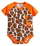 (コ-ランド) Co-land ベビー服 ロンパース 赤ちゃん カバーオール 新生児 プリント 半袖 フリル 夏着 子供服 キッズ 女の子 男の子 男女児 幼児 出産祝い オレンジ豹柄 サイズ12