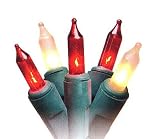 Northlight Red and Frosted White Mini Christmas Lights with Green Wire, Set of 50 [並行輸入品]