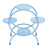 鍛鉄の花の棚マルチ階建ての花のリビングルームバルコニーフラワーポットスタンド室内フラワーラック (Color : Blue)
