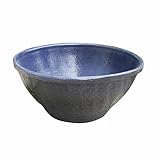 13号 大型 大きな睡蓮鉢 丸型ラフ ブラックブルー 水鉢 陶器 おしゃれ ビオトープ アクアリウム RH-Q BK