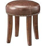 脚付きレザースツール 木製 再生皮革 ( ボンデッドレザー ) IW-557BR ブラウン