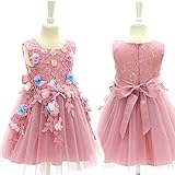 ベビー ドレス フラワー 女の子 セレモニードレス ワンピース お花 かわいい おしゃれ 子供 ハーフバースデー 衣装 70 75 80 90 dress-008 (6M)