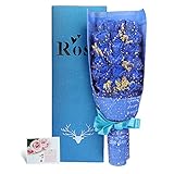 YOBANSA 造花 フレグランス ソープ フラワー プレゼント手作り花束 石鹸花 枯れない 花 母の日 誕生日 結婚祝い 結婚記念日 大切な人への感謝 メッセージカード付き (33本 ，シフォン 青