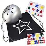 J@G 自転車 子供 大人用 ヘルメット カスタマイズステッカーシート ナップサック付き 10カラー 3サイズ (D-シルバー（艶消し）, S（50-54cm）)