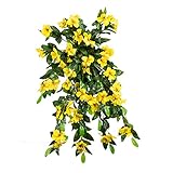 アザレア人工シルク花Hanging Plant Vine withoutバスケットパーティー結婚式庭の装飾DIYガーランド2個のパック イエロー XFL-001