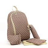 Stylish Baby Travel Backpack Diaper Bag with Insulated 2 Bottle Pockets 5 Pieces Set (Tan Dot) by Sl