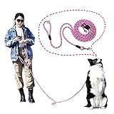 JOPOY 犬 リード 4m 小型、中型、大型犬用リード 訓練リード 肩掛けリード ロングリード ショルダーリード ペット用 スリップ リード ロープ (4m*1cm, ピンク)