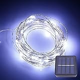 Ruanyi ホワイト12W 100LEDソーラー銅線LEDストリングライト屋外防水妖精ランプウェディングクリスマスの装飾