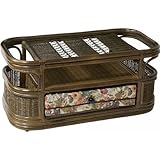 籐テーブル ラタンテーブル 籐ガラステーブル 大  強化ガラス天板 W90 IMT995B　今枝商店