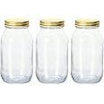 アデリア(ADERIA) ダブルキャップ 925ml 3個セット 日本製 保存容器 保存瓶 保存容器 ガラス キャニスター 密閉容器 調味料入 瓶 密閉 コーヒー豆 密封 長期保存 2重蓋 M6657