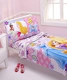 Disney Princesses Wishes & Dreams 4-piece Toddler Bedding Set: Cinderella, Aurora, Rapunzel, Belle a
