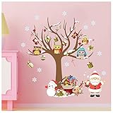 HaloVa Christmas Tree Santa Claus Wall Stickers 2018 New Year Wall Murals Waterproof DIY Glass Windo