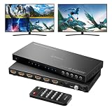 PORTTA 4K HDMI マルチビューワースイッチ 4x2 PIP付き PIP付き 4イン2出力 Toslink付き 3.5mmオーディオ出力 4K 30Hz対応 6つの表示モード PS4/PC/DVD用ダウンスケーラー