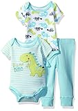 Nannette Baby Boys' 3 Piece Set Creeper Pant with Butt Applique Blue 0-3M [並行輸入品]