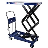 油圧式リフトテーブル 高床タイプ 青 最高位約1310mm 耐荷重約350kg キャスター付き 台車 油圧リフト 昇降台車 テーブルリフト テーブルリフター リフティングテーブル ハンドテーブルリフタ