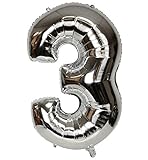 ヘリウムバルーンFoilデジタル誕生日、休日ウェディングパーティーサプライシルバー40 " シルバー Q401500ST3