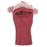 　赤ちゃん　幼児　冬　ビーニー　かぎ針　編み　ニット　暖かい　帽子　キャップ　スカーフ　ショール　ウサギ耳　全5色 - ピンク