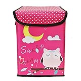 Wrapables Children's Owl Foldable Storage Bin for Clothes and Toys, Hot Pink