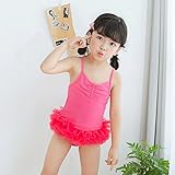 女の子レースサイドピース水着純色水着 (Color : Red, Size : 6 100-115cm)