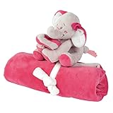 NOUKIE'S ベビー毛布 木苺色 生糸色 ゾウさん 出産祝い 赤ちゃん おくるみ [並行輸入品]