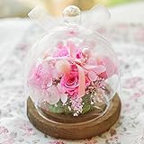 プリザーブドフラワー ガラスドーム ギフト Lサイズ （プリンセスピンク） ガラスの森～ローズシュシュ～