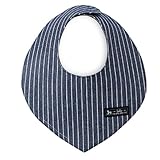 赤ちゃんにやさしい安心スタイ・ビブ・よだれかけ（三角・日本製）　ピンストライプ・インディゴ　B0202400