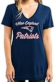 Majestic New England Patiots レディースVネックTシャツ 杢ネイビー デーゲーム 3L