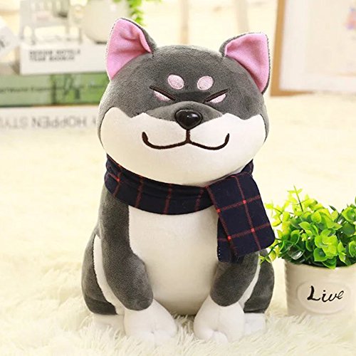 Liebeye ぬいぐるみの玩具 かわいい秋田の犬のぬいぐるみは動物のぬいぐるみソファの枕をぬいぐるみ子供のためのグッドギフト良い世帯の飾り 25センチグレー
