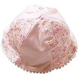 《初夏盛夏対応》(日本製) Pample Mousse(パンプルムース) リラックス天竺ドット柄+ローンタンブラー小花柄切替帽子 46cm/PK NO.DP-72606