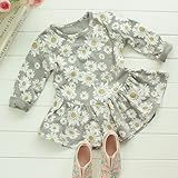 arina house(アリーナハウス) マーガレット柄 長袖ワンピース（ 120cm グレー）