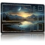 Malqiqi プレイマット MTG用 無料収納バッグ付き ゲームマット 24 x 14インチ カード用TCG ボードゲームマット マウスパッド デスクマット (Mountain 2-Auxiliary Combat)