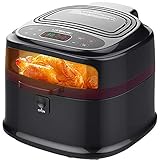 新しいエアフライヤー、1200Wホームスマートフライヤーなし、8L大容量エアフライ、ブラック、レシピ、健康調理器具フードオーブン
