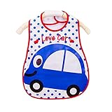 出産祝い　ベビー　赤ちゃん　食事用スタイ　ビブ　よだれかけ　エプロン　前垂れ　防水　防汚　洗いやすい　快適　可愛い　1-3歳（ブルーのカー）