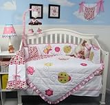 SoHo Little Lady Baby Crib Nursery Bedding Set 13 pcs included Diaper Bag with Changing Pad & Bottle