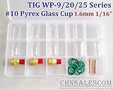 CHNsalescom 26個 wp-9 / 20 / 25 の溶接ガスレンズ# 10 tigパイレックスガラスカップキット 1.6mm 1/16"