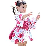 浴衣 子供 セット キッズ ベビー ワンピース 花柄 帯セット ドレス Pinky Flash ピンク 80cm 3357080607PI80