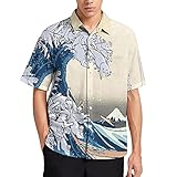 シャツ メンズ 半袖 猫の神奈川沖浪裏 ビーチシャツ ボタンダウン アロハシャツ 開襟シャツ 夏服 ティーシャツ カットソー インナーシャツ 大きいサイズ Shirt 半袖シャツ ファッション 個性 プリント トップス XS-XXXL